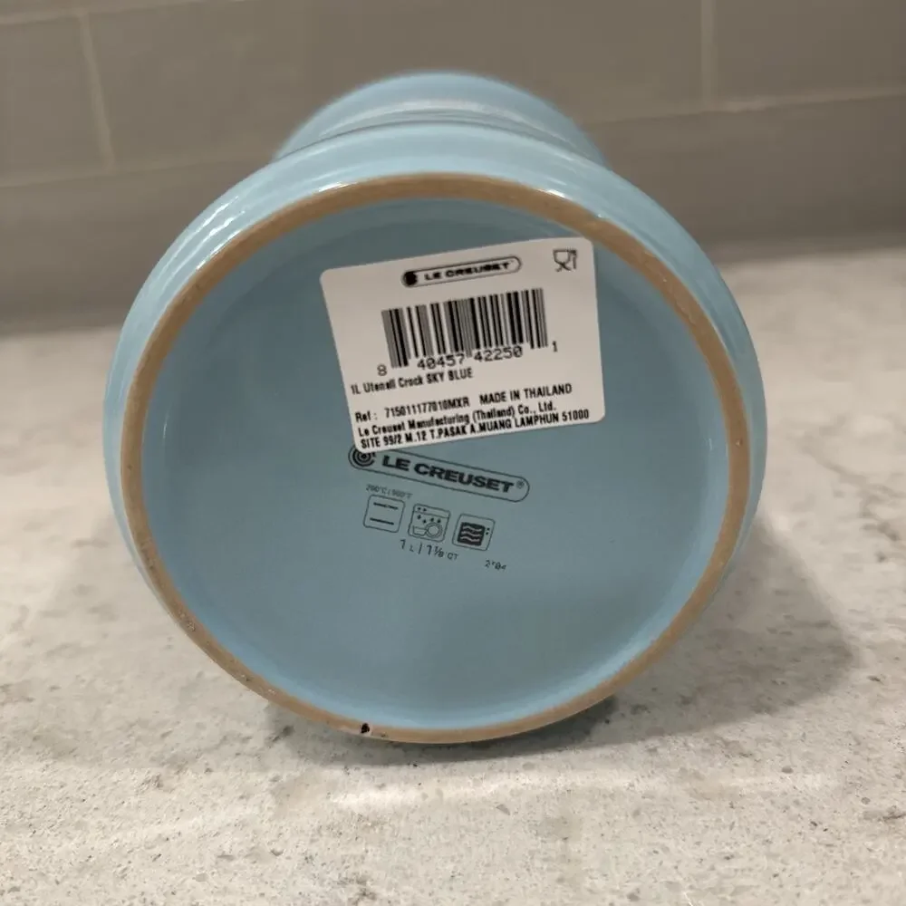 Le Creuset SKY BLUE Stoneware Utensil Crock Holder 1L Second Choix NEW